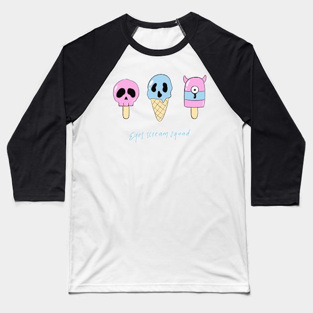 Scary ice cream: eyes scream squad Baseball T-Shirt by cgcreation